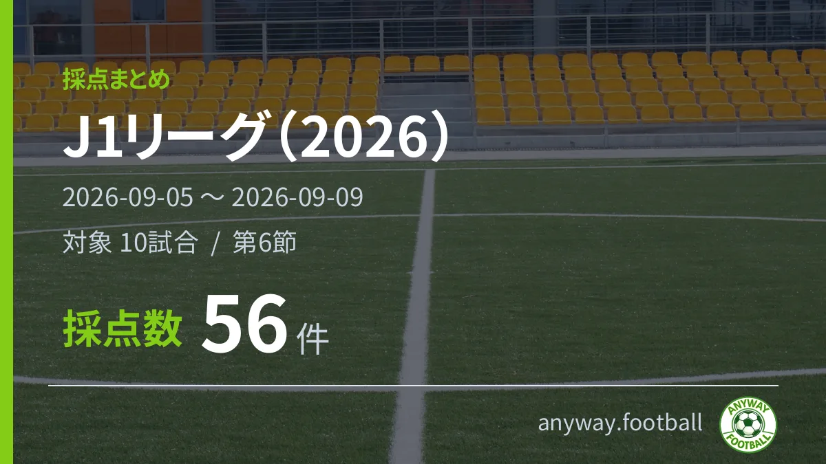 J1リーグ（2026） 採点まとめ 2026-09-05〜2026-09-09