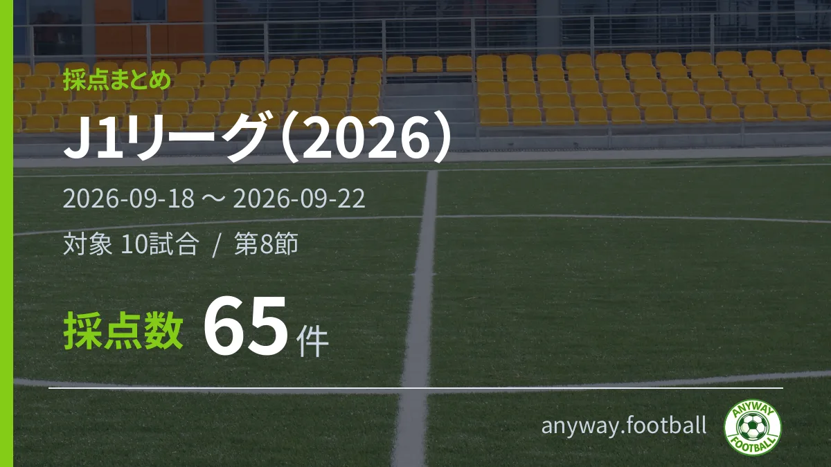 J1リーグ（2026） 採点まとめ 2026-09-18〜2026-09-22