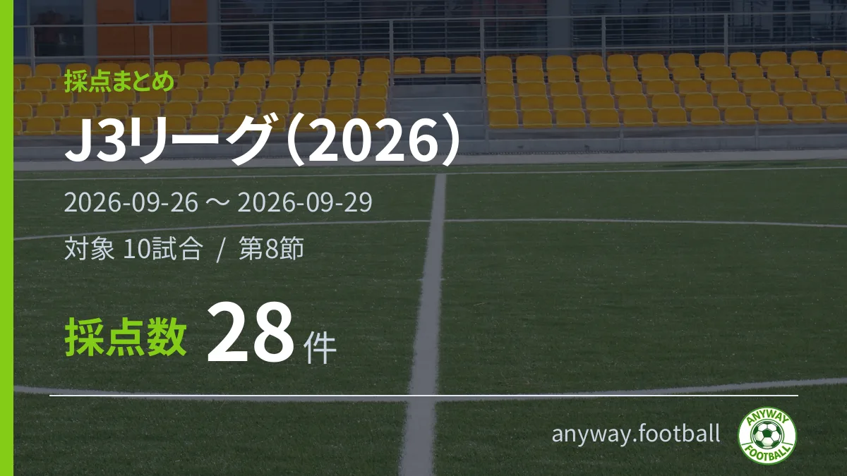 J3リーグ（2026） 採点まとめ 2026-09-26〜2026-09-29