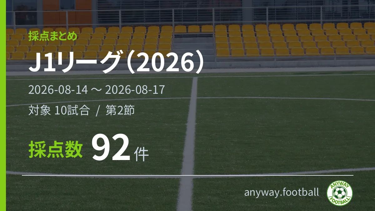 J1リーグ（2026） 採点まとめ 2026-08-14〜2026-08-17