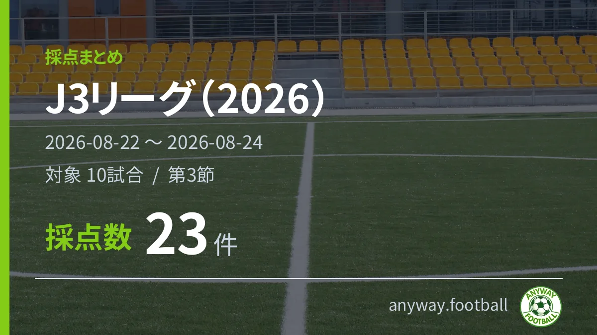 J3リーグ（2026） 採点まとめ 2026-08-22〜2026-08-24